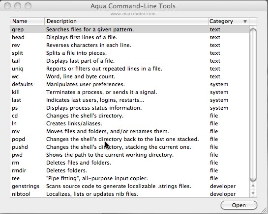 Aqua Command-Line Tools 1.0 : Main window