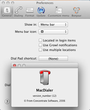 MacDialer 12.0 : Preference Window