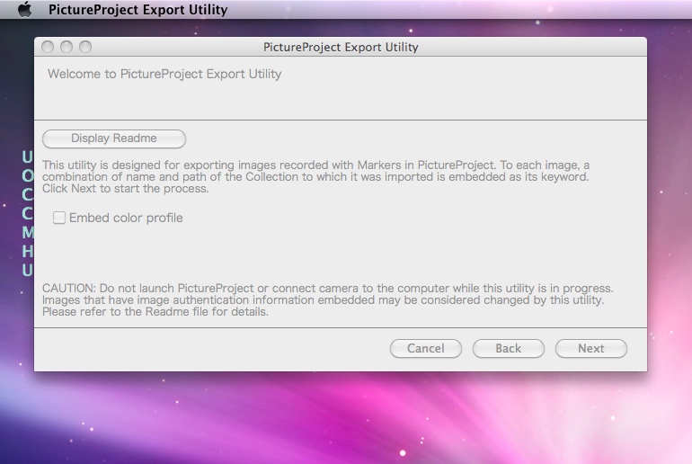 PictureProject Export Utility 1.0 : General View