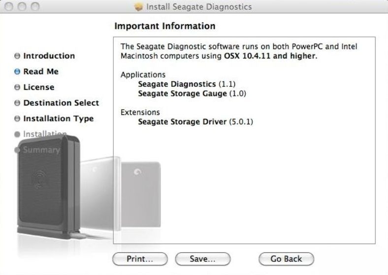 Seagate Diagnostics 1.1 : Install Seagate Diagnostics