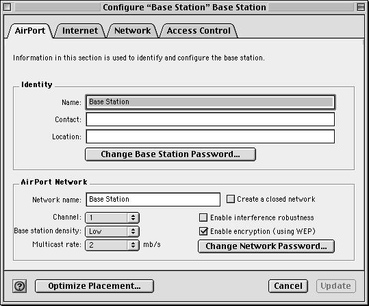 Designing AirPort Networks 1.0 : Settings