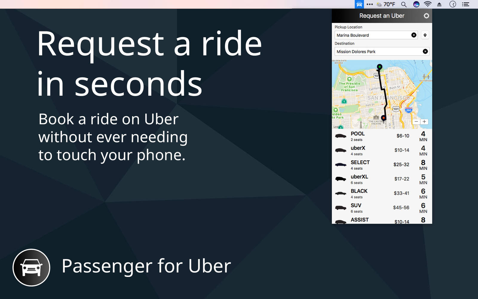 Passenger for Uber 1.0 : Main Window