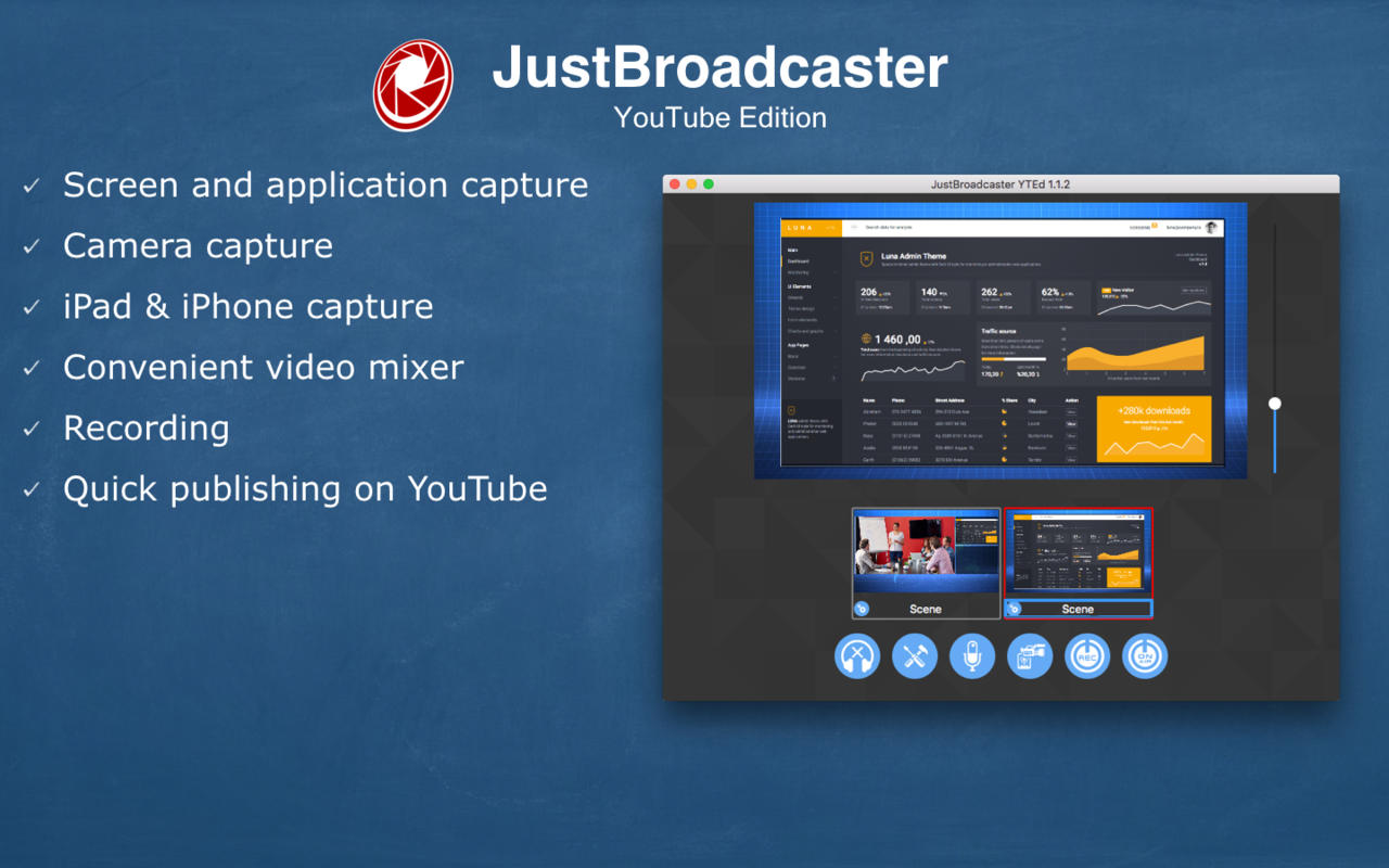 JustBroadcaster YTEd 1.7 : Main Window