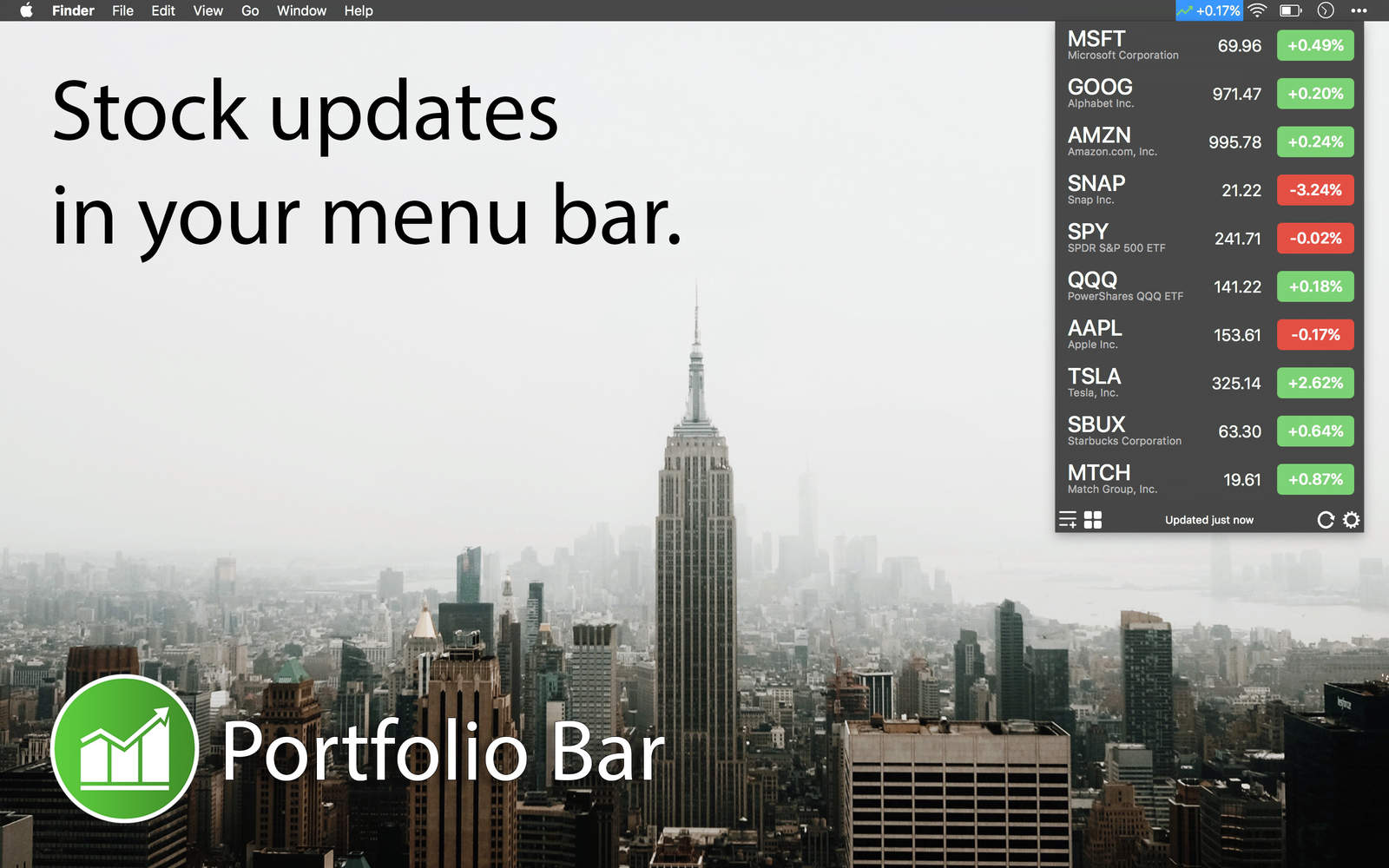 Portfolio Bar 1.2 : Main Window