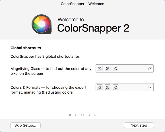 ColorSnapper2 1.5 : Welcome Window