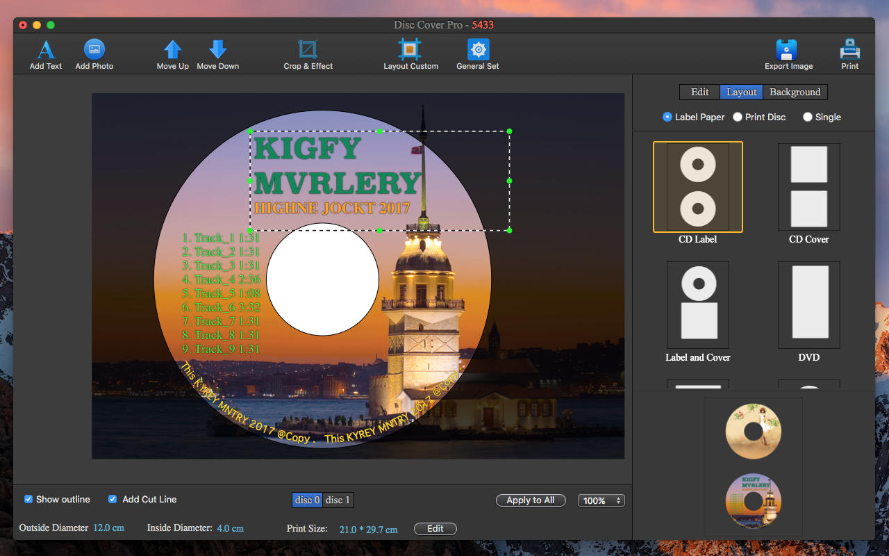 CD DVD Cover Pro - Disc Label 3.2 : Main Window