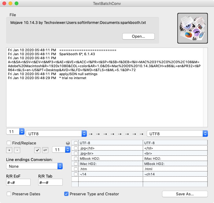 TextBatchConv 1.4 : Main Screen 
