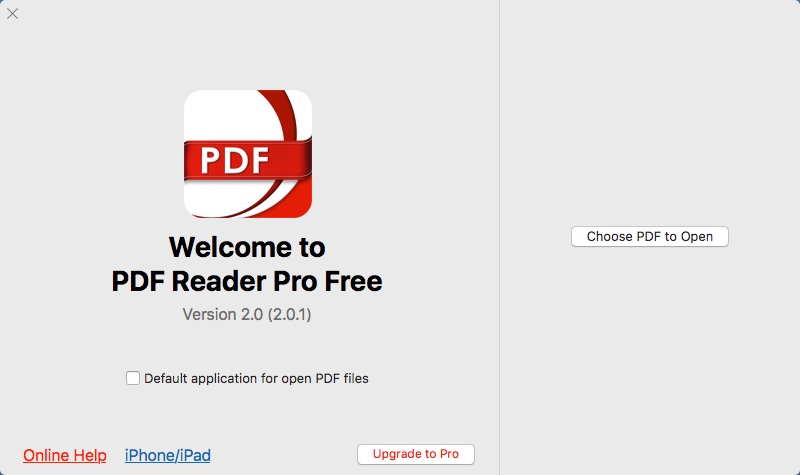 PDF Reader Pro Free 2.0 : Welcome Window
