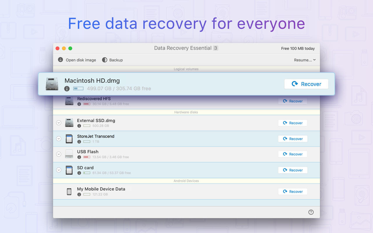 Data Recovery Essential 3.1 : Main Window
