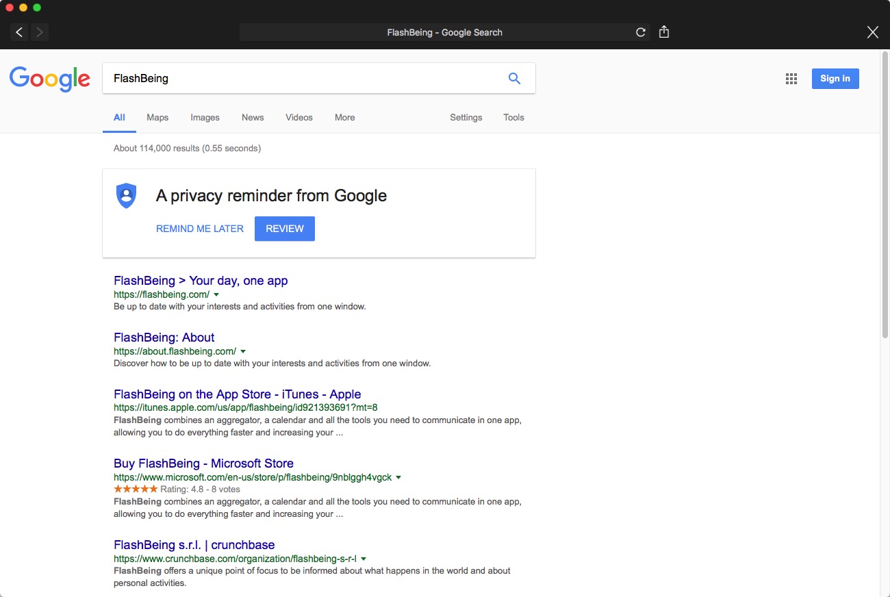 FlashBeing 1.8 : Google Search