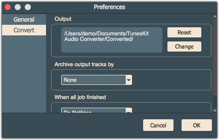 TunesKit Audio Converter 2.1 : Convert Settings