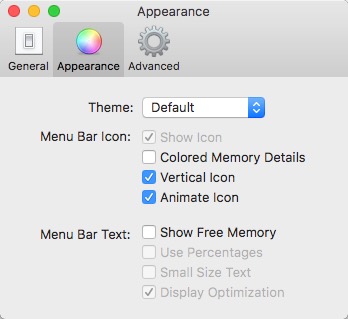 Cleaner for Memory 2.4 : Appearence Options