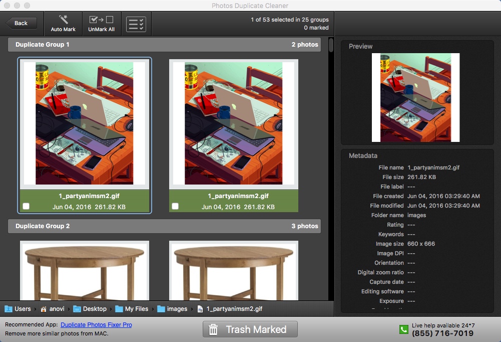 Photos Duplicate Cleaner 1.8 : Preview Found Duplicates