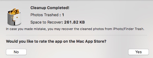 Photos Duplicate Cleaner 1.8 : Completed Cleanup Window