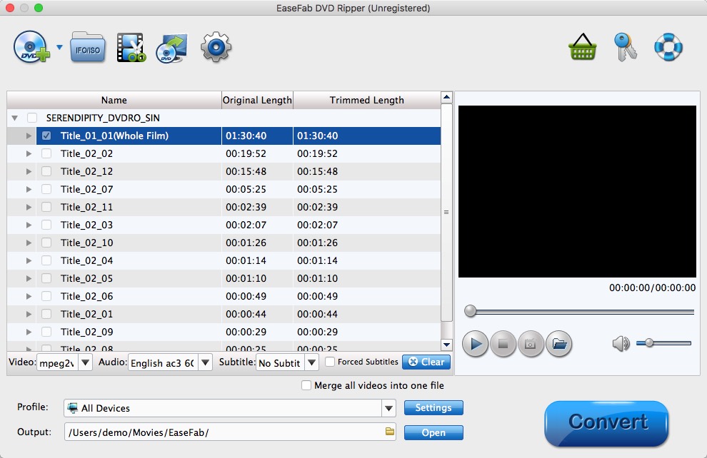 EaseFab DVD Ripper 5.4 : Add File Window