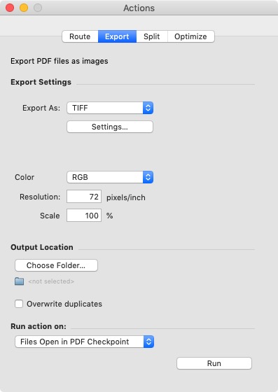 PDF Checkpoint 1.9 : Actions - Export