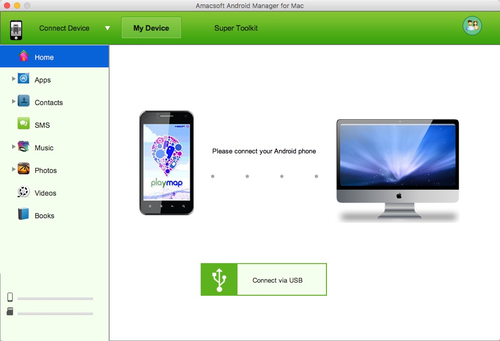 Amacsoft Android Manager for Mac 3.1 : Main Window
