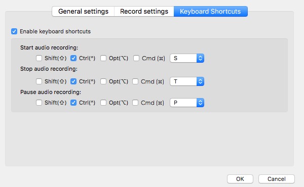 AceThinker Music Recorder 2.5 : Keyboard Shortcuts