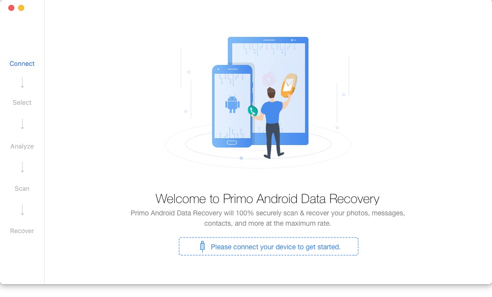 Primo Android Data Recovery 1.0 : Main Window