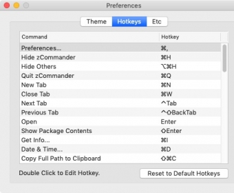 Hotkeys Preferences 