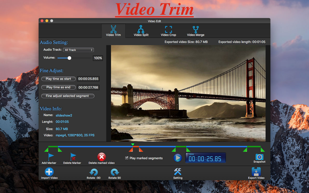 Video Editor - Trim Split Merge Crop Edit 3.2 : Main Window