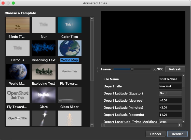 OpenShot Video Editor 2.4 : Choose Template