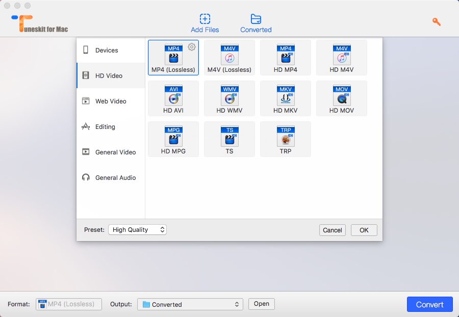 TunesKit for Mac 3.5 : Selecting Output Profile