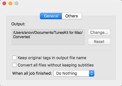 TunesKit for Mac 3.5 : Preferences Window