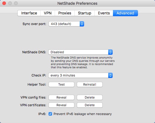 NetShade 7.1 : Preferences Window
