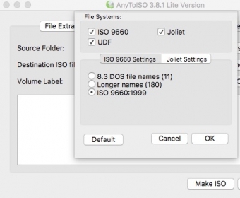 Configuring Folder To ISO Settings