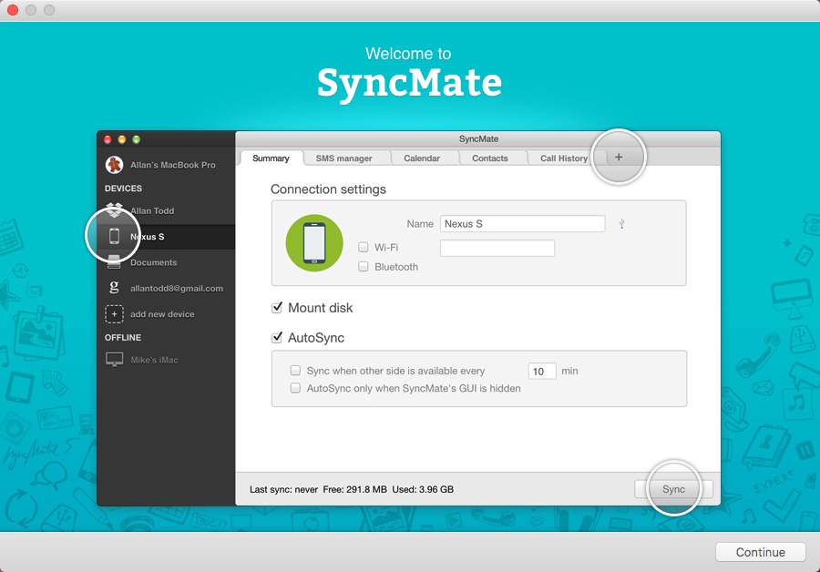 SyncMate 7.1 : Welcome Window