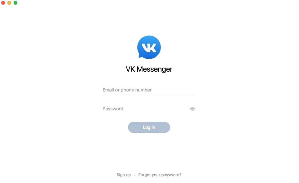 VK Messenger 2.1 : Login window