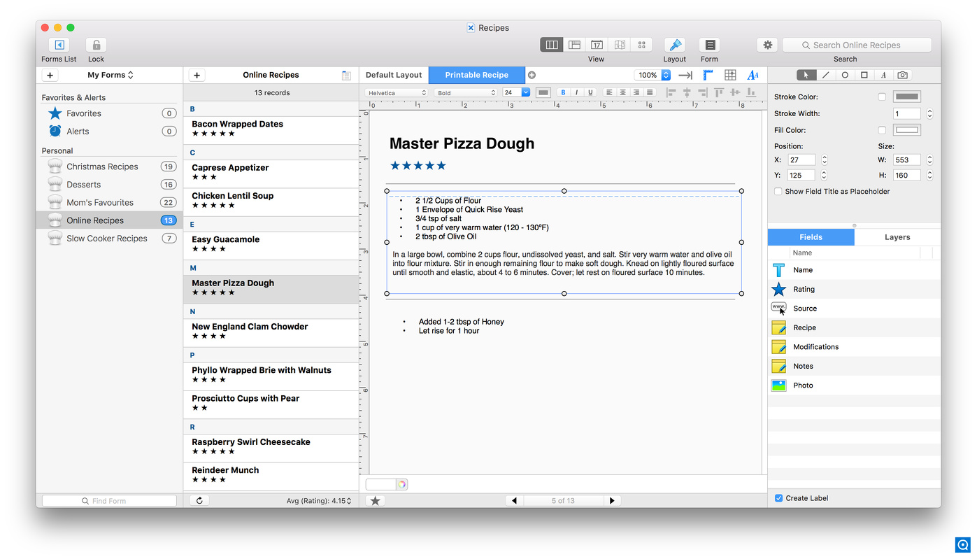 Tap Forms Mac 5 5.2 : Editing a Custom Layout