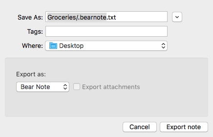 Bear 1.3 : Exporting Notes