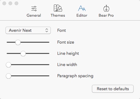 Bear 1.3 : Preferences Window