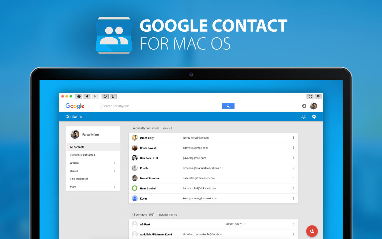 Contacts for Google 1.0 : Main Window
