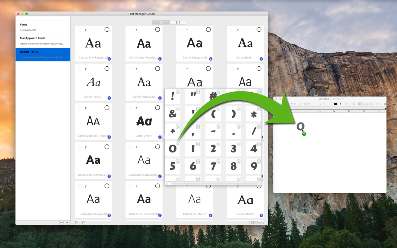 Font Manager Deluxe 1.0 : Main window