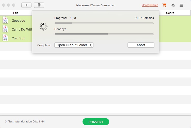 Macsome iTunes Music Converter 2.3 : Converting Files