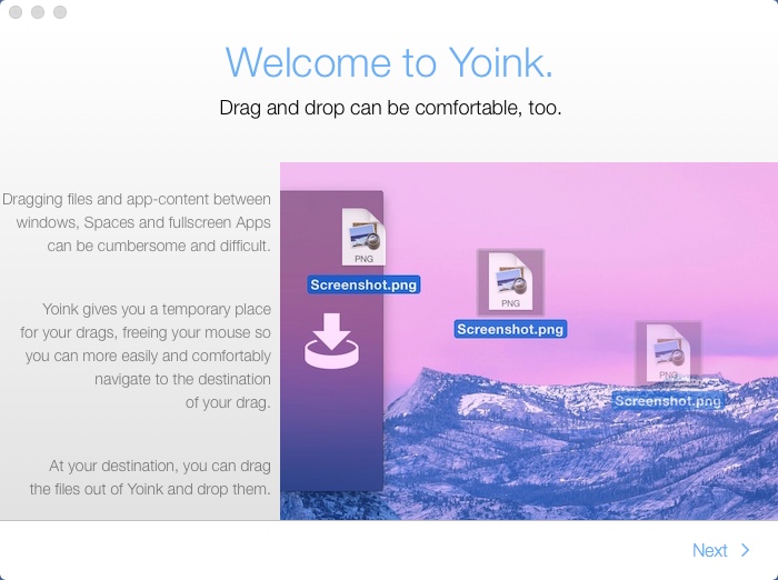 Yoink 3.4 : Welcome Window