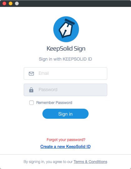 KeepSolid Sign 0.8 beta : Sign Window