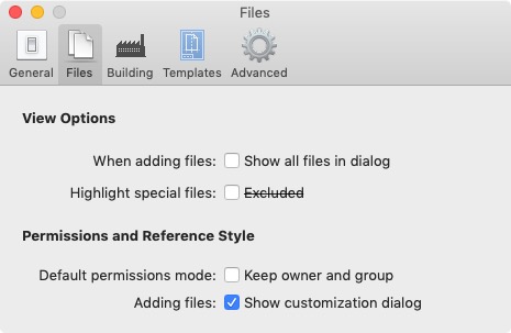 Packages 1.2 : Files Settings