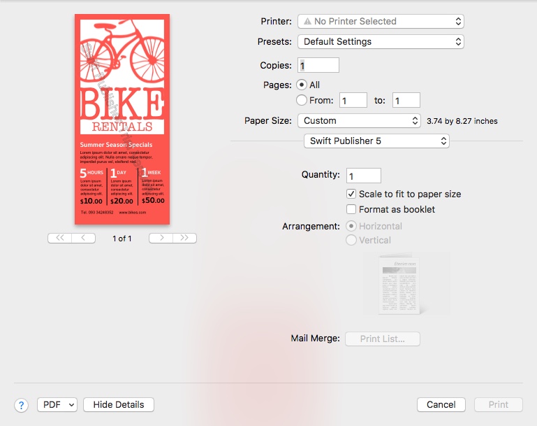 Swift Publisher 5.0 : Printing Project