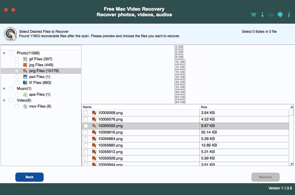 Free Mac Video Recovery 1.1 : Scan Results