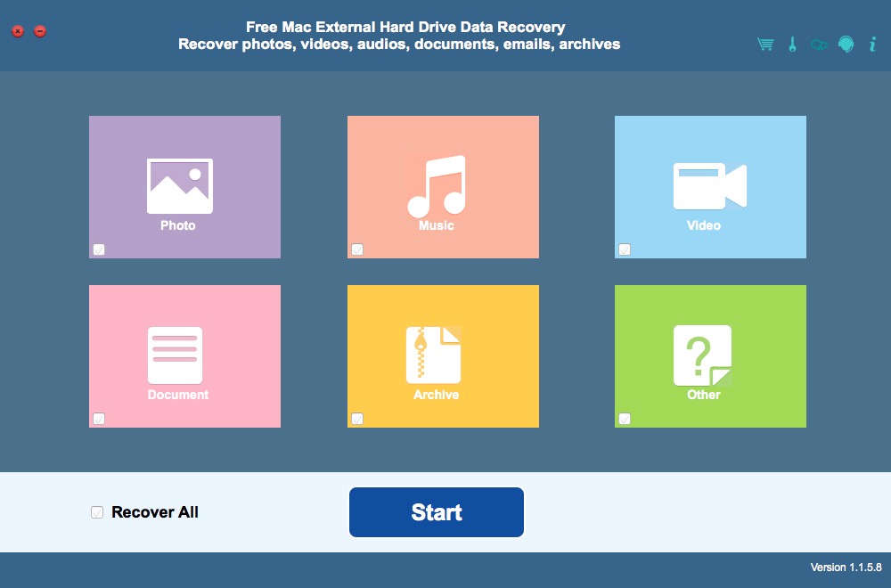 Free Mac External Hard Drive Data Recovery 1.1 : Main Window