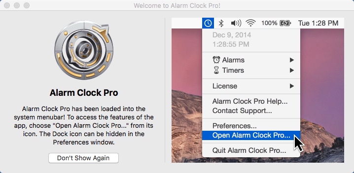 Alarm Clock Pro 10.3 : Welcome Window