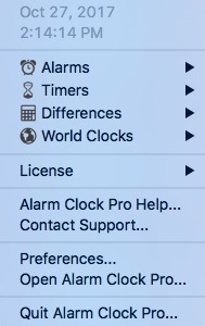 Alarm Clock Pro 10.3 : Main Menu