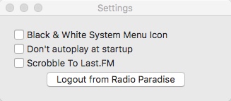 Radio Paradise : Settings Window
