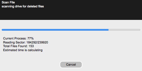 Free Mac SD Card Data Recovery 1.1 : Scan Window