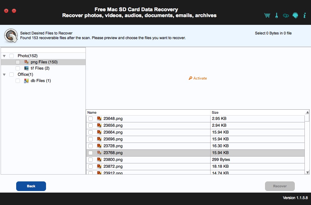 Free Mac SD Card Data Recovery 1.1 : Scan Results