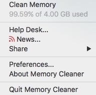 Memory Cleaner X 2.5 : Main Menu